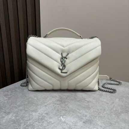 YSL LOULOU Smooth Calfskin Silver Hardware Messenger Bag