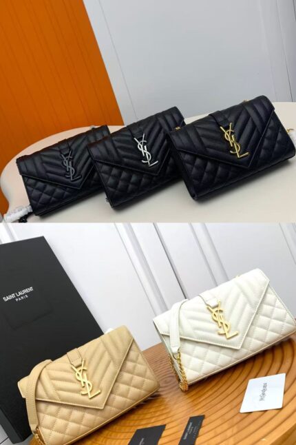 YSL MIX MATELASSÉ Grain Embossed Leather Chain Bag