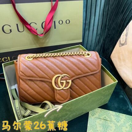 Gucci GG Marmont Medium Classic Model  Original Factory Leather Caramel
