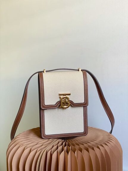 Burberry Robin Canvas and Leather TB Crossbody Phone Bag