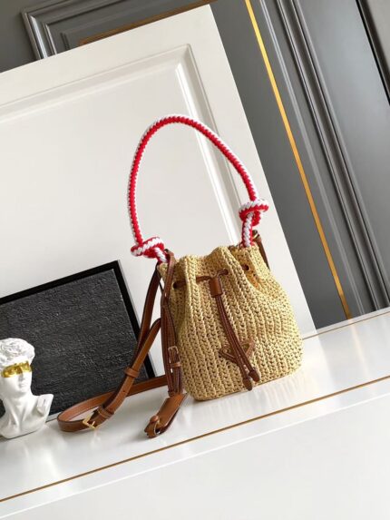 Prada New Arrival Woven Bucket Bag Imported Raffia Material